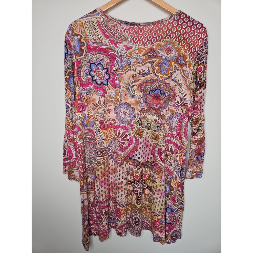 Parsley & Sage XL Vanessa Tunic Top Pink Paisley Floral Boho Fairy CottageCore - Picture 6 of 14